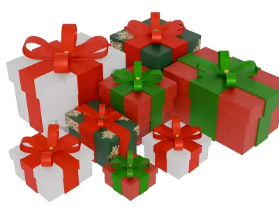 Christmas Gift Boxes Low-poly 3D model