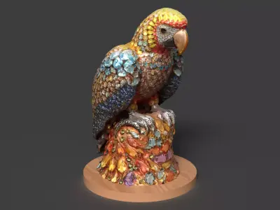 Chinese parrot  Low-poly 3D model