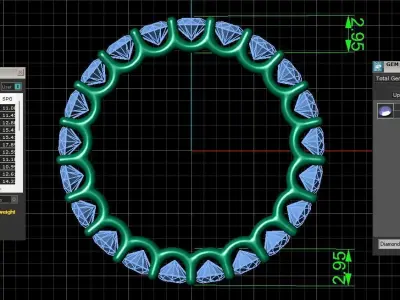 U Shaped Eternity Ring 2 point 8 mm stone size swiss 9 and EU49 3D print model purchase