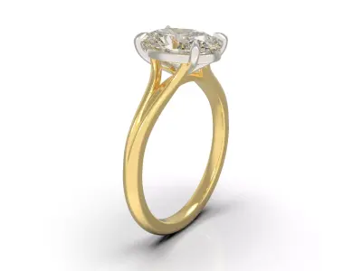 Oval Split Shank Engagement Ring 3D print model