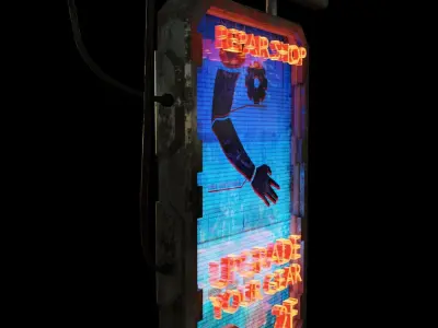 SciFi Cyberpunk Sign001 Low-poly 3D model