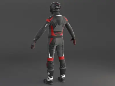 Biker Sport motorcycle rider 3D model