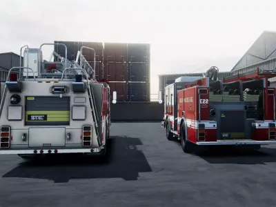 Fire Trucks Unity 3d assets Low-poly 3D model