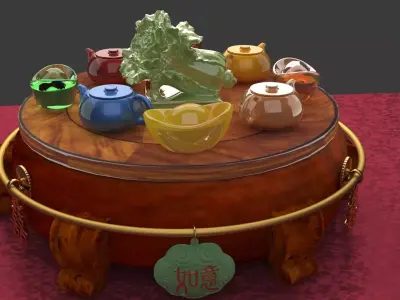 Chinese display stand with cabbage  3D model