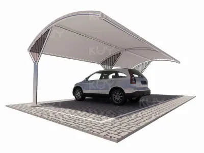 Stretch canvas roof structure with pattern 1 Low-poly 3D model