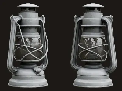 Low Poly PBR Oil Lantern Low-poly 3D model