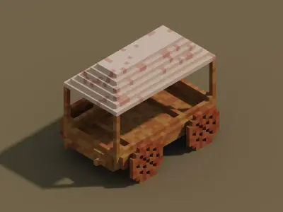 Free Cart Voxel Model From Main Wild West Bundle OBJ PLY QB Free low-poly 3D model