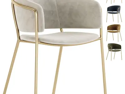 Chair La Forma Konnie beige chenille golden legs 3D model