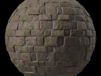 Pavement Materials 76- Slat Stone Mossy Sbsar Pbr 4k Seamless Texture