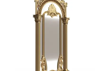 Carved Classic Mirror 01 Low-poly 3D model