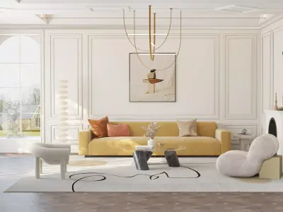 Parisian interior scene 3D model 3D model