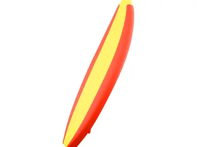 3d yellow and red surfboard 3D model