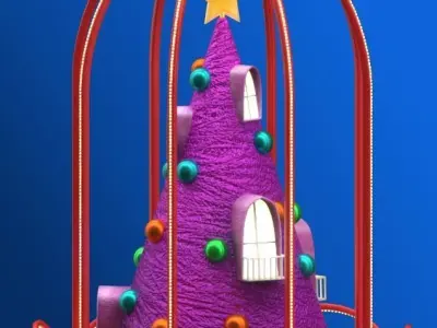 Scarlet Christmas Holiday Props Merry Architecture Low-poly 3D model