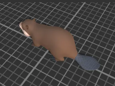 Cartoon Beaver Low-poly 3D model