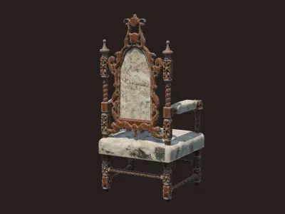 Renaissance Style HighBacked Chair model 3 Low-poly 3D model