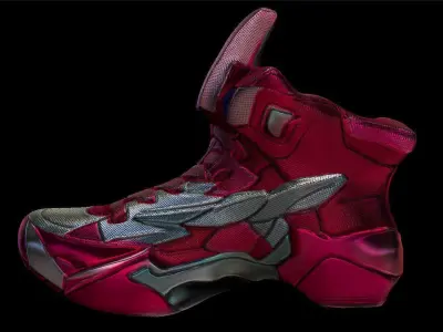Anime RED sneakers Low-poly 3D model