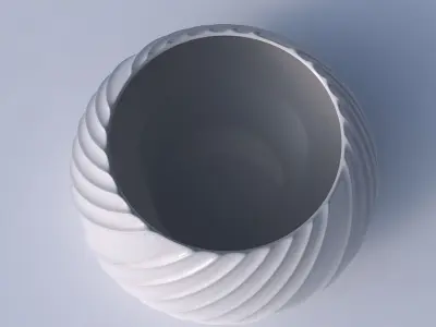 Bowl squeezed twisted with extruded vertical lines 3D print model