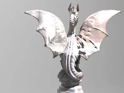  Medieval Dragon Shield Statue  3D model