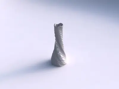 Vase twisted squeezed hexagon with wavy extruded lines 2 3D print model