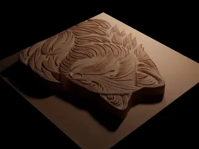 Arctic Fox Design CNC 3d Print High Relief Sand Casting 3D print model