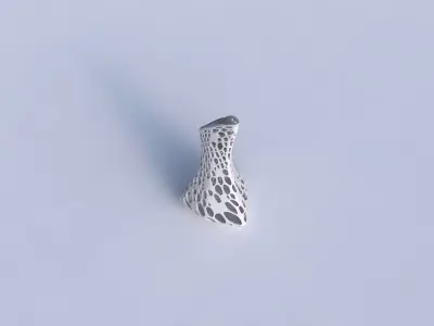 Vase puffy tappered triangle with dense organic lattice 3D print model