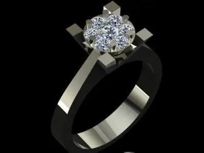 Golden Luxury Engagement Diamond Ring 3D print model