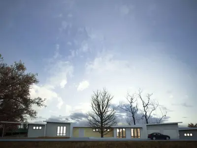 Green Residential Villa Revit Model Low-poly 3D model