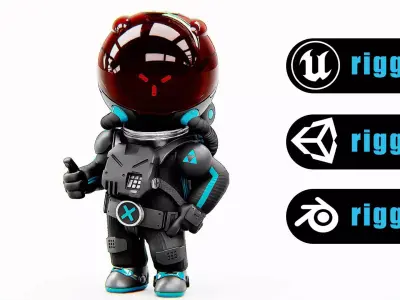 TOON ASTRONAUT S-580 Rigged for Unreal Engine - Unity - MIXAMO  3D model