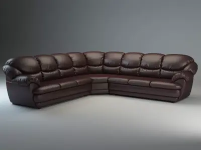 Overstuffed Leather Corner Sofa - Osvald - Long Version 3D model