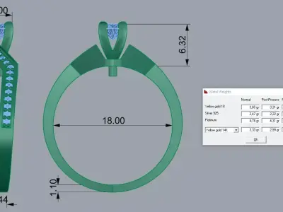 Elegant Diamond Ring Jewelry Gold 3D print model purchase