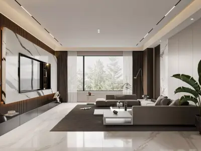 Modern living room dining room interior scenes 538 3D model