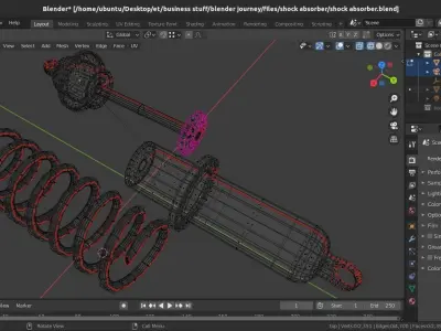 car shock absorber with suspension spring 3D model