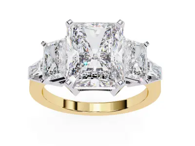 solitaire Five diamond ring for wedding  3D print model