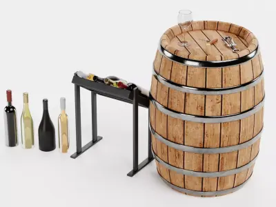 -Wine Set- Low-poly 3D model