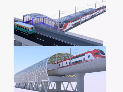 Stadler Kiss USA stations III 3D Model Collection