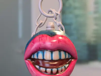 Stylized Lips and Fruit Keychain Pack Low-poly 3D model