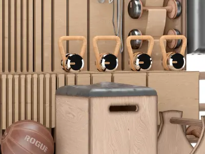 Home Gym Yoga Fitness Decoration Set 045 3D model