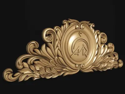 decorative ornate gold logo 3D model