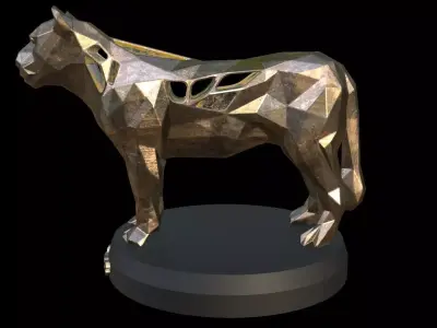 Steampunk Lioness Low-poly 3D model