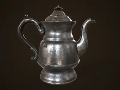 Vintage metal teapot Low-poly 3D model