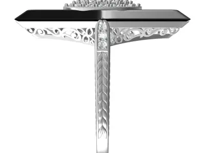 Unique Black Onyx Stone Art Deco Ring 3D print model