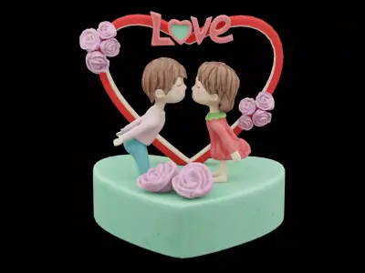 Decorative Polyresin Love Couple Figurine  Low-poly 3D model