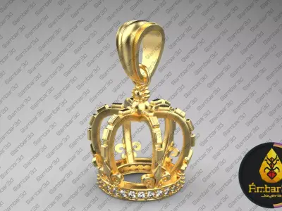 Regal Majesty Gem Inlaid Crown Pendant Design 3D print model