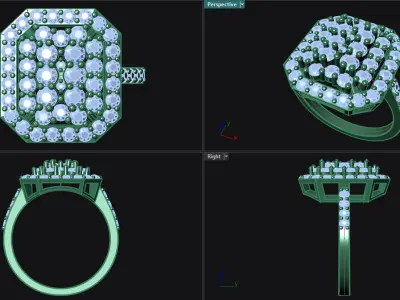Gold Ring with Diamonds 3D print model