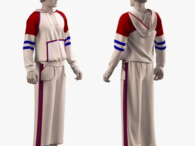 male sportswear and hat - ZPRJ - FBX - OBJ - TEXtures 3D model