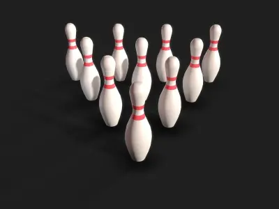 Ten Pin Classic Bowling Pins Low-poly 3D model