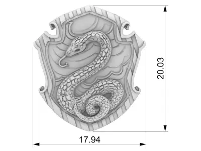Slytherin House Shield Pendant 3D print model