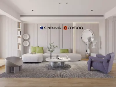 04- Modern Livingroom Interior scene - C4D and Corona Renderer 3D model