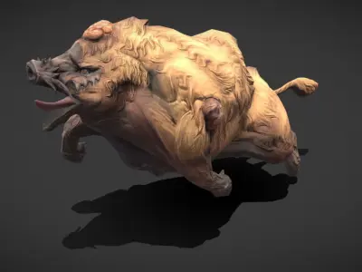 Fantasy Creature - Battle Boar Low-poly 3D model