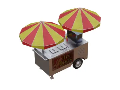 Hot dog cart Low-poly 3D model